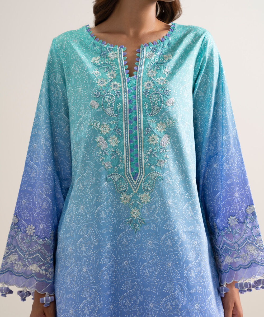 Women's Unstitched Lawn Embroidered Multi 3 Piece Suit
