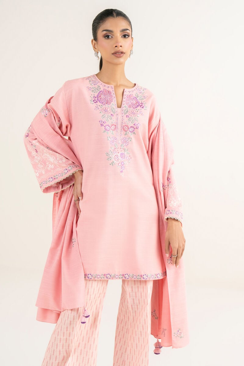 3 Piece - Embroidered Khaddar Suit