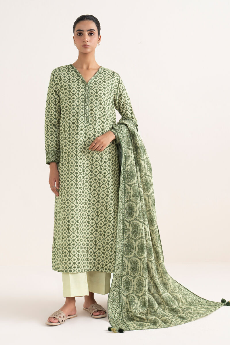 3 Piece - Printed Light Khaddar  Suit