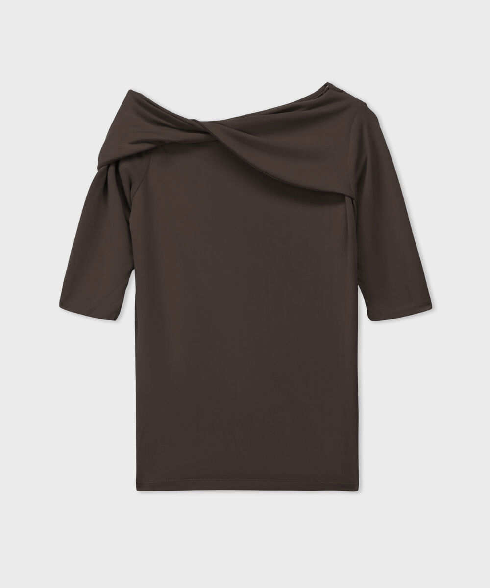 Women's Brown Soft Asymmetrical Top