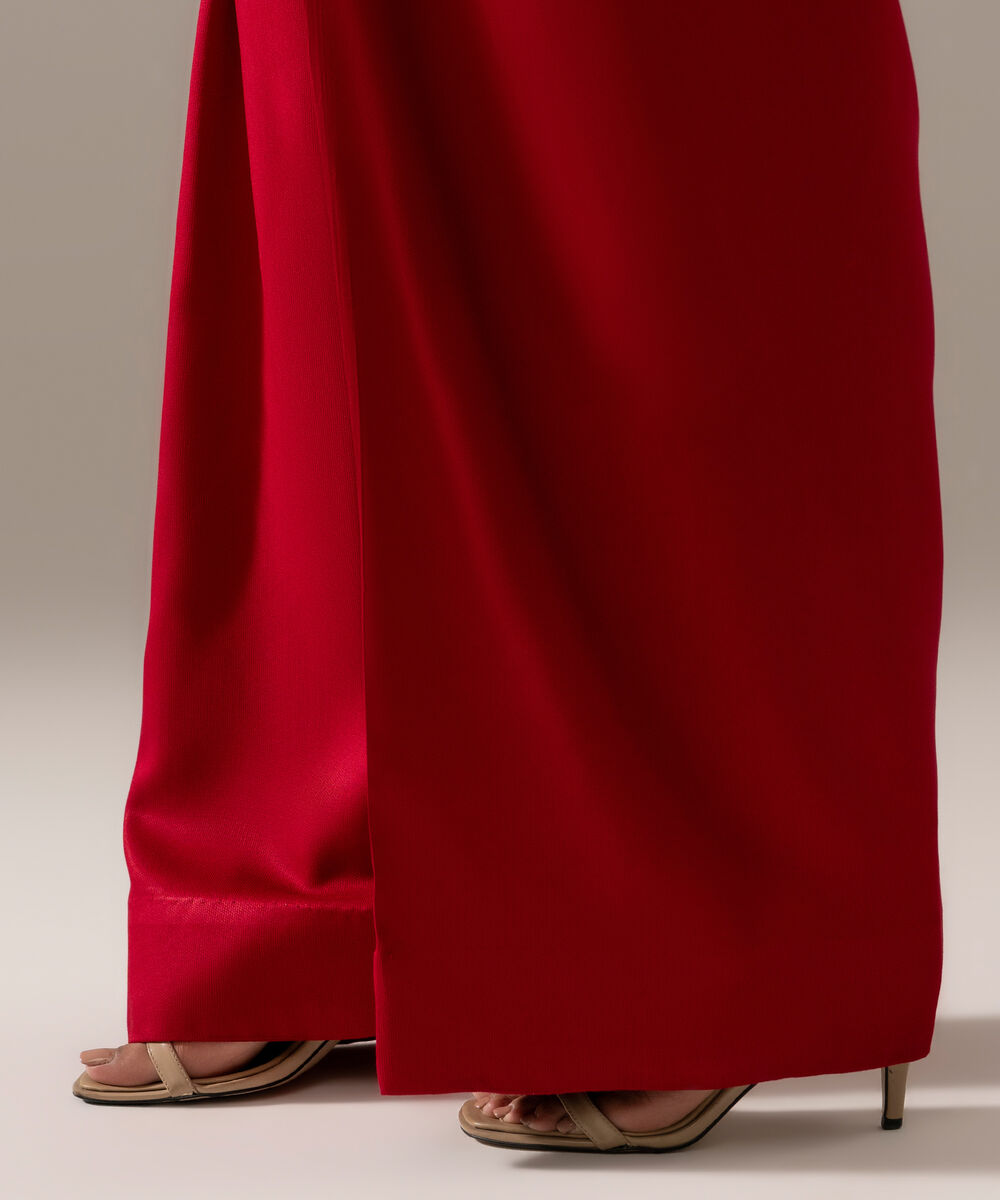 Women's RTW Bedford Solid Red Farshi Shalwar