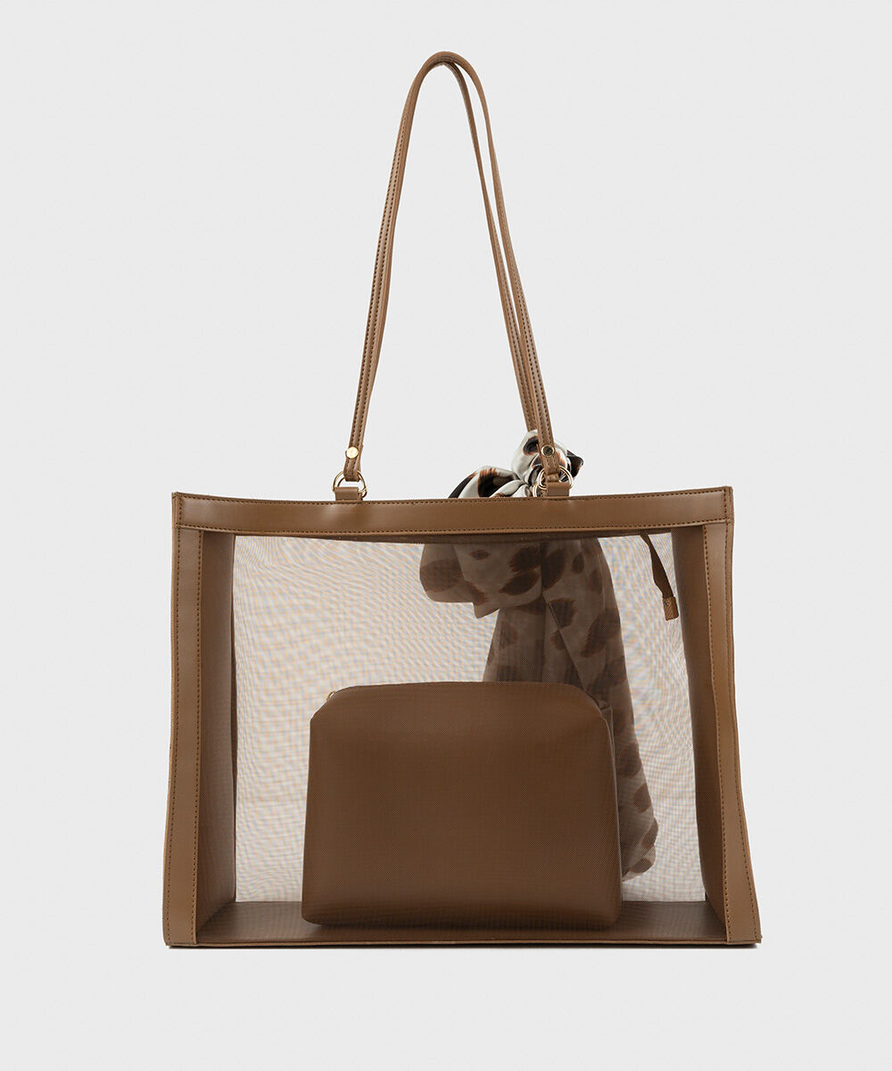 Woman - Brown Brown Net Tote Bag