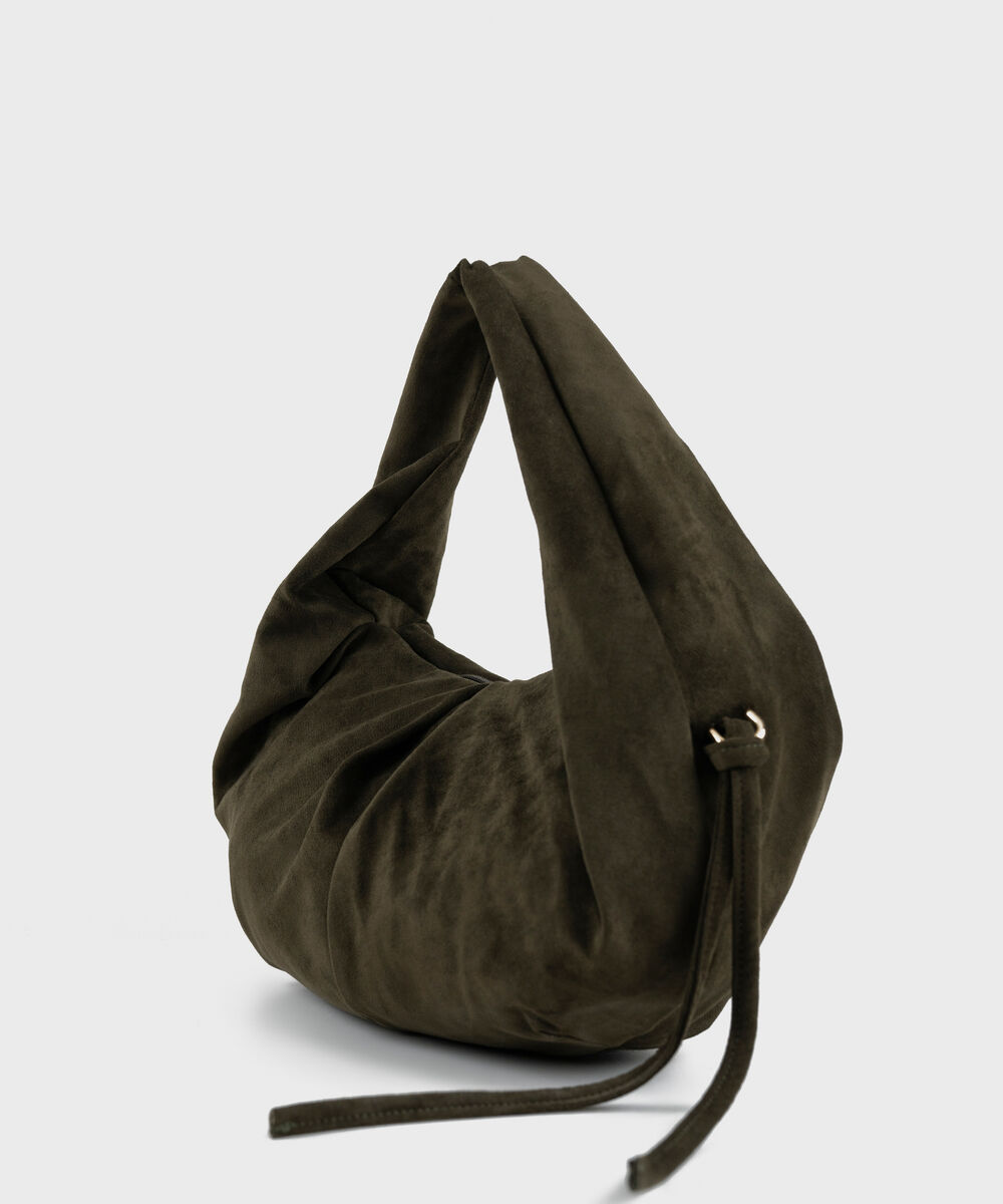 Women's Olive Green Shoulder Bag With Zip Clouser