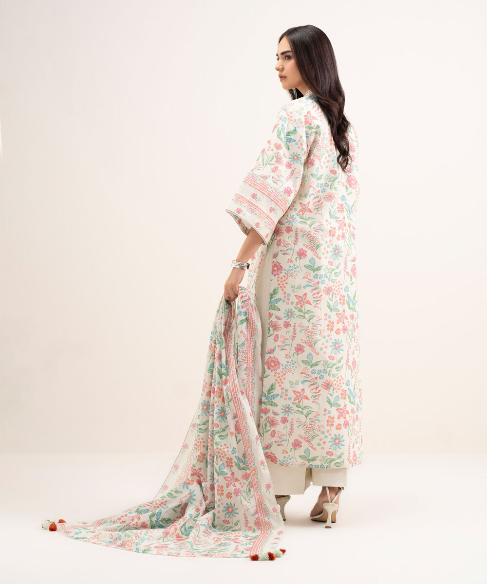 Women's Unstitched Lawn Embroidered Multi 3 Piece Suit