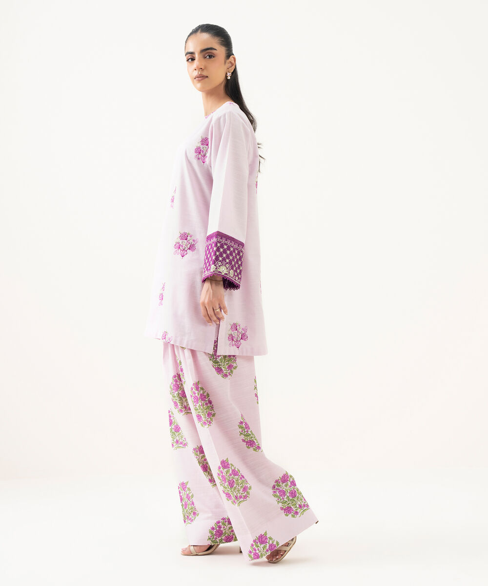 Women's RTW Cambric Purple Embroidered Boxy Shirt