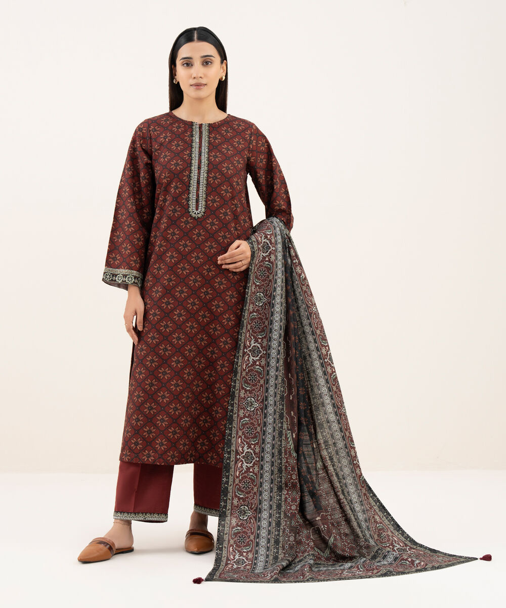 Printed Khaddar Black Dupatta
