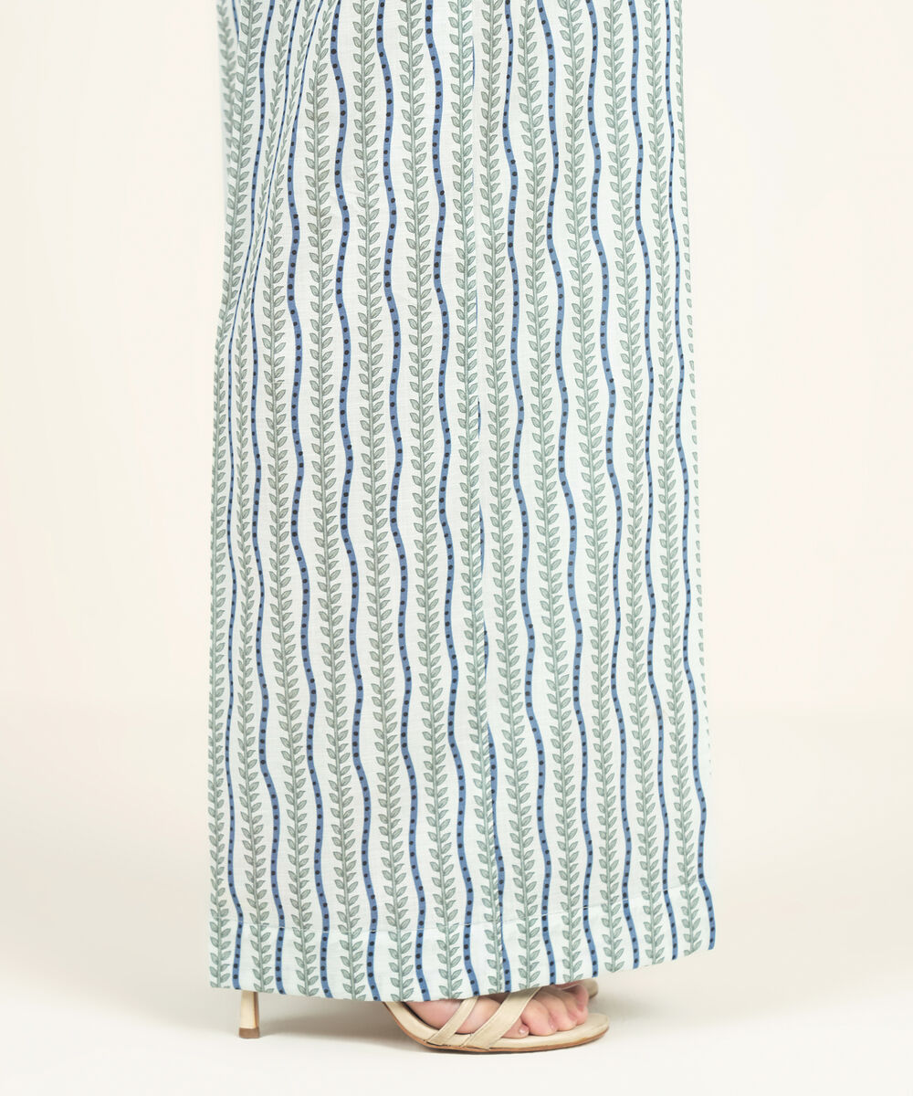 Women's RTW Crosshatch Printed Ice Blue Culottes