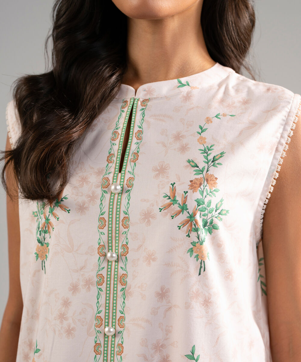 Women's RTW Cotton Viscose Printed Pink Straight Shirt