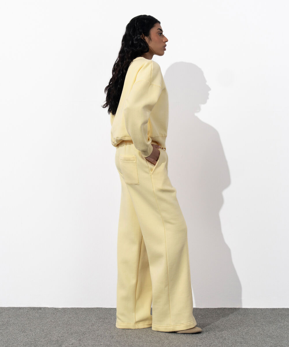 Women's Western Wear Butter Yellow Pull-On Fleece Trousers