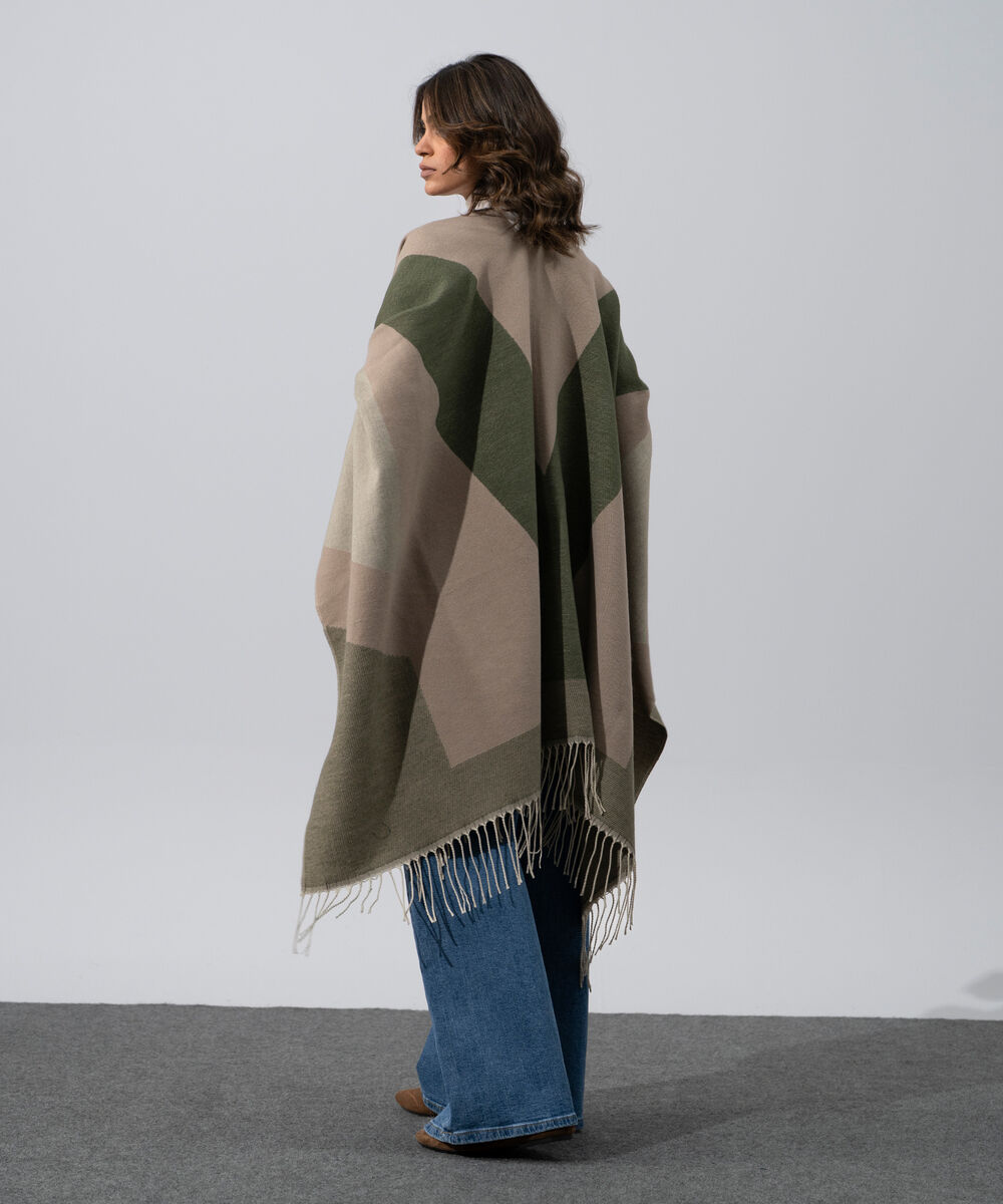 Women's Western Wear Camel Polyester Cape Shawl