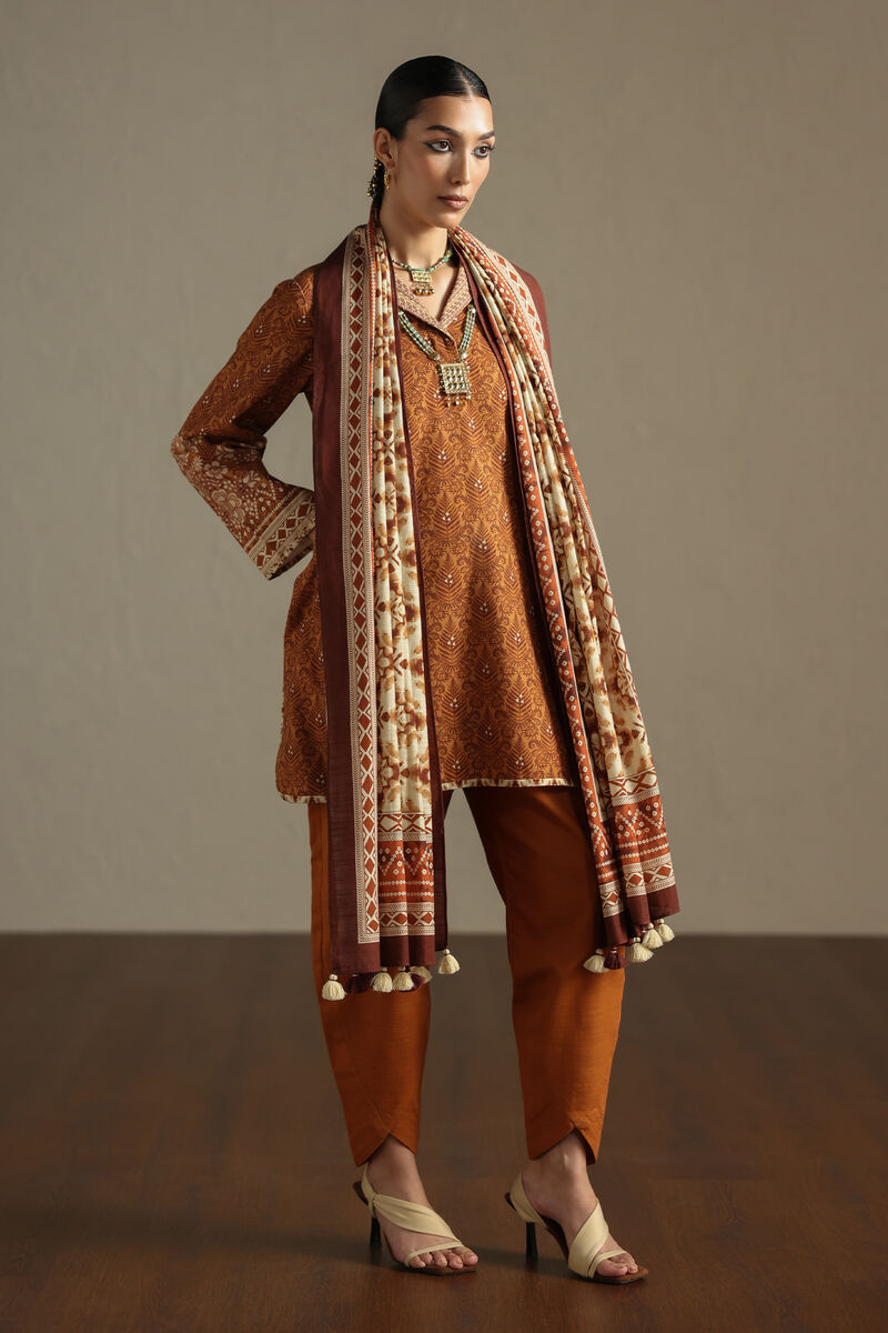 3 Piece - Printed Khaddar Suit