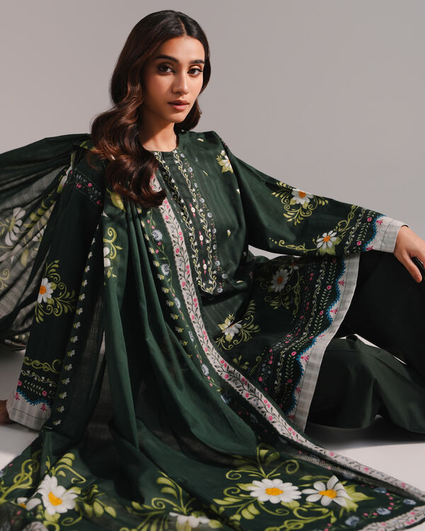 3 Piece - Printed Dobby Suit