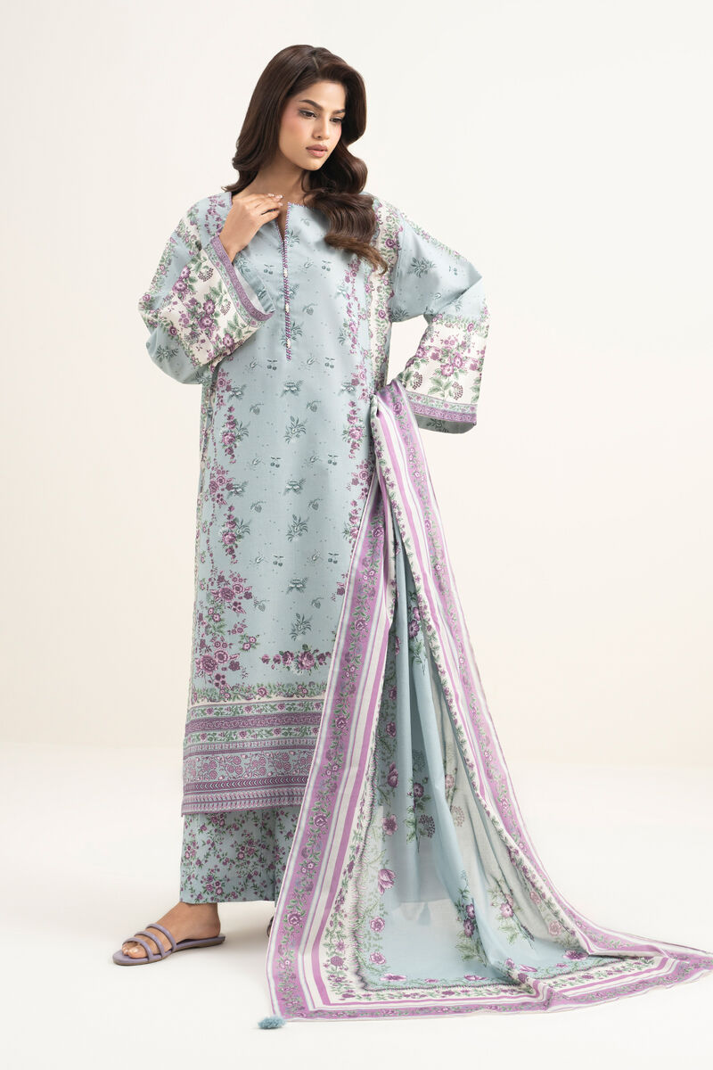 3 Piece - Printed Zari Lawn Suit