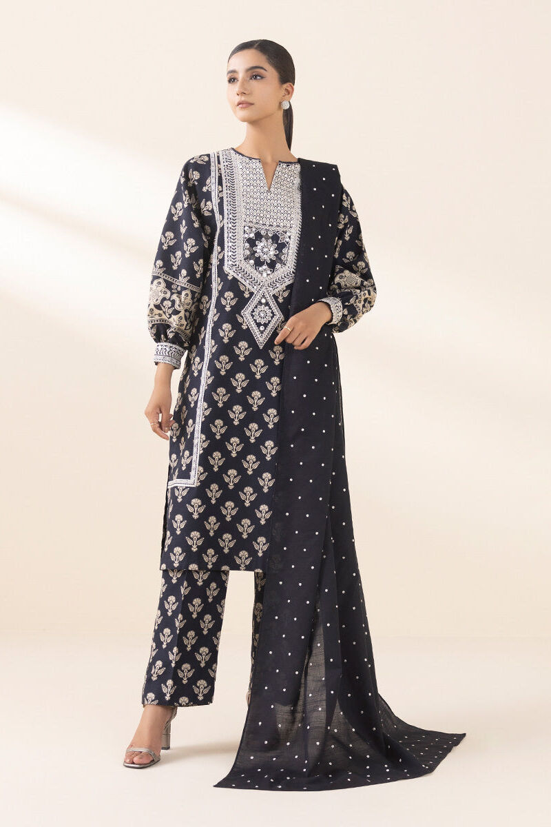 3 Piece - Embroidered Light Khaddar Suit