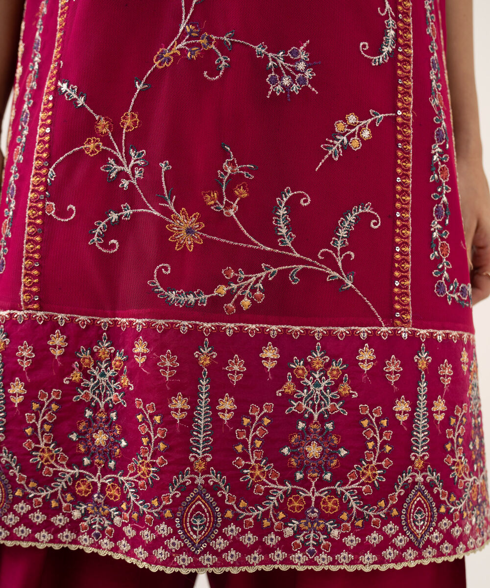 Women's Unstitched Blended Net Dyed Three Piece Suit