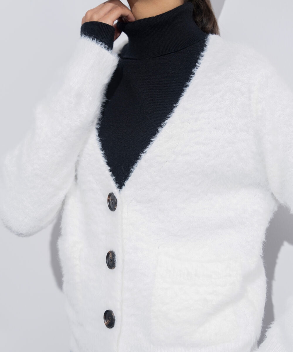 Women's Western Wear Beige Fuzzy Knit Cardigan