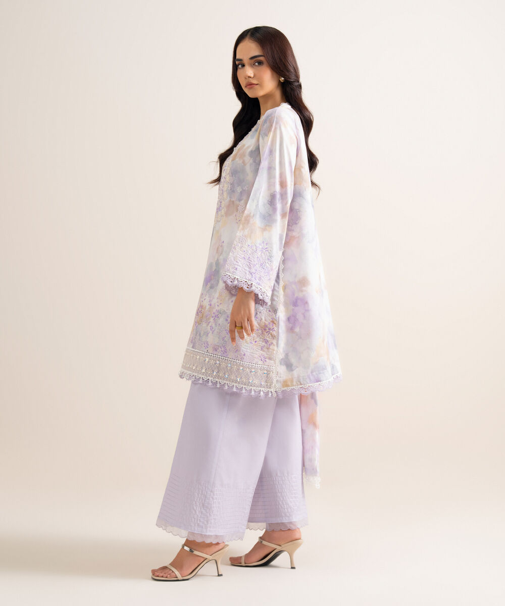 Women's Unstitched Embroidered Lawn Multi 3 Piece Suit