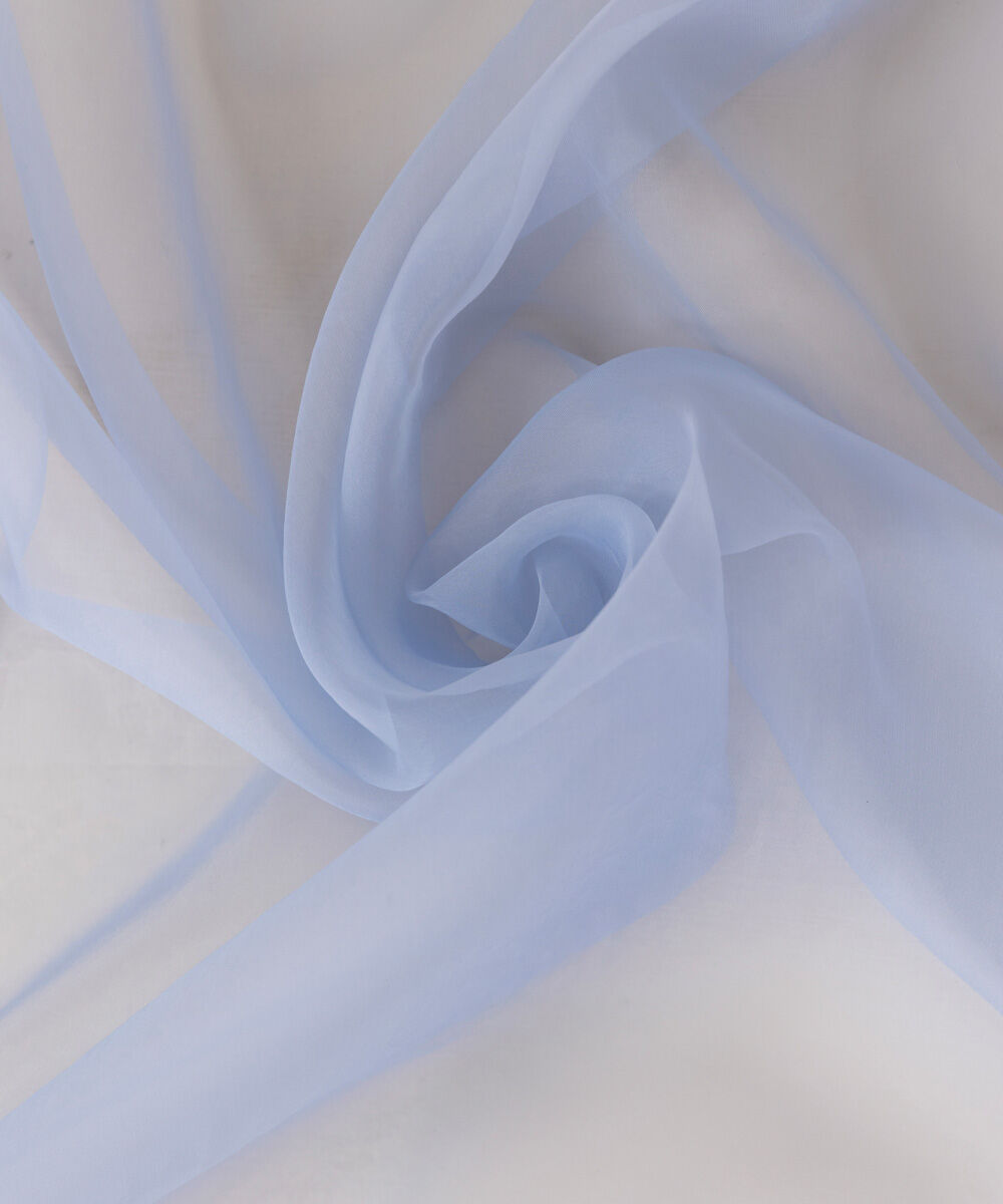Blended Organza Blue Solid Dupatta