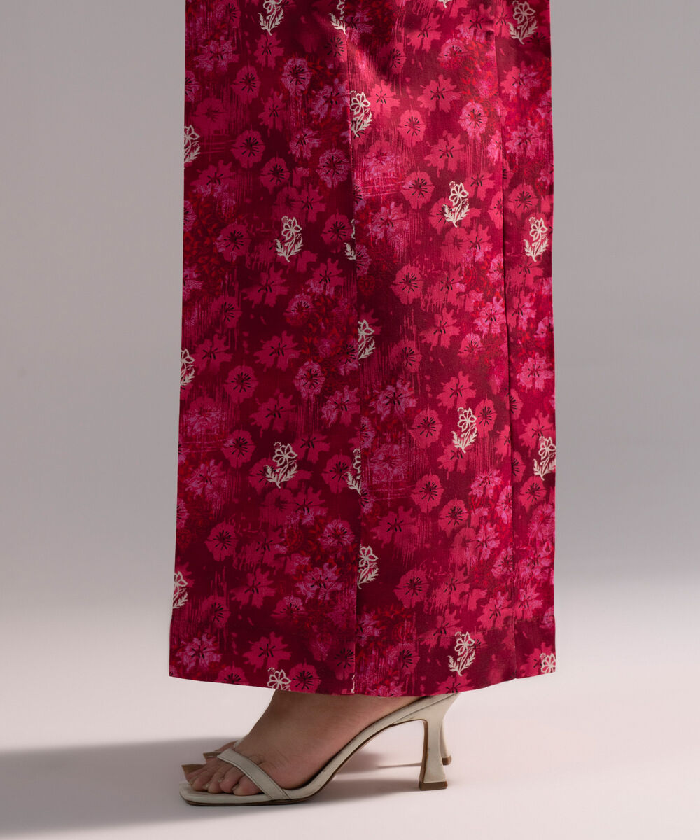 Women's RTW Cambric Printed Pink Flared Pants