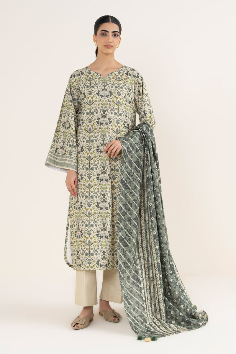 3 Piece - Printed Khaddar Suit