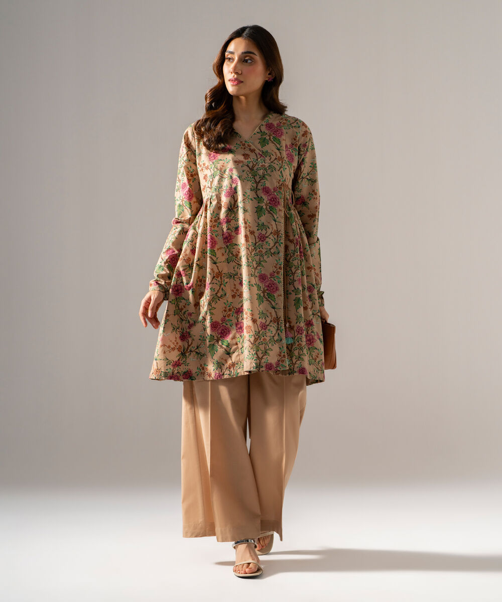 Women's RTW Cambric Printed Mauve Angrakha