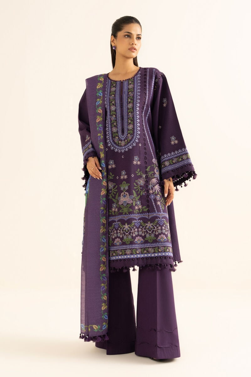 3 Piece - Embroidered Dobby Suit