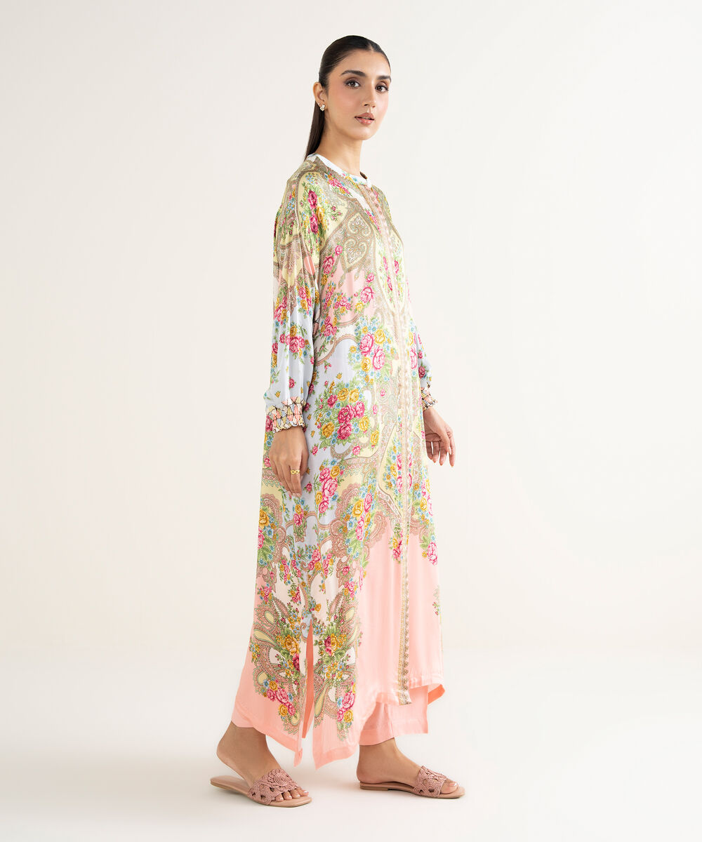 Women's RTW Bemberg Chamoz Printed Pink 2 Piece Suit