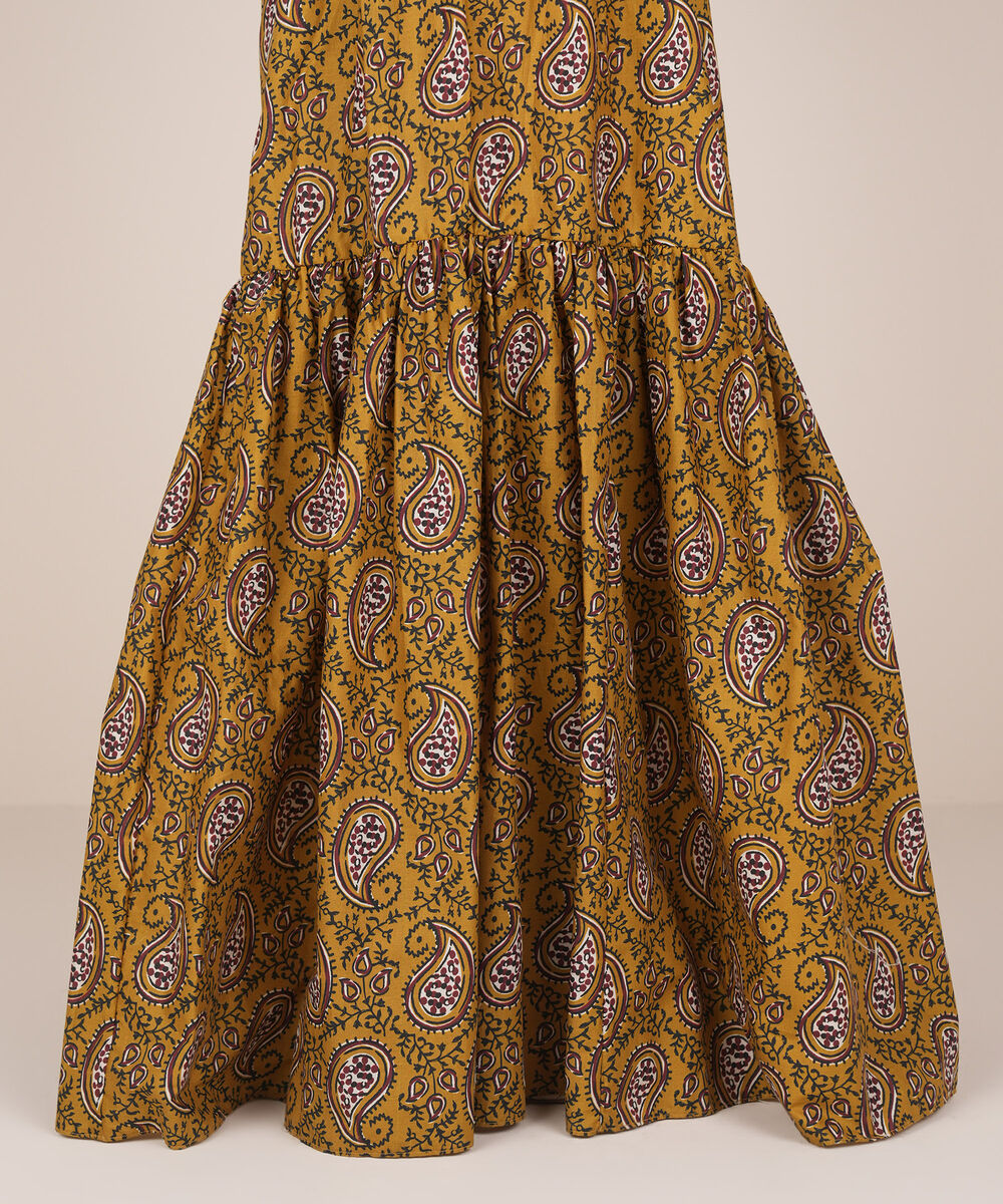 Women's RTW Cambric Yellow Printed Gharara