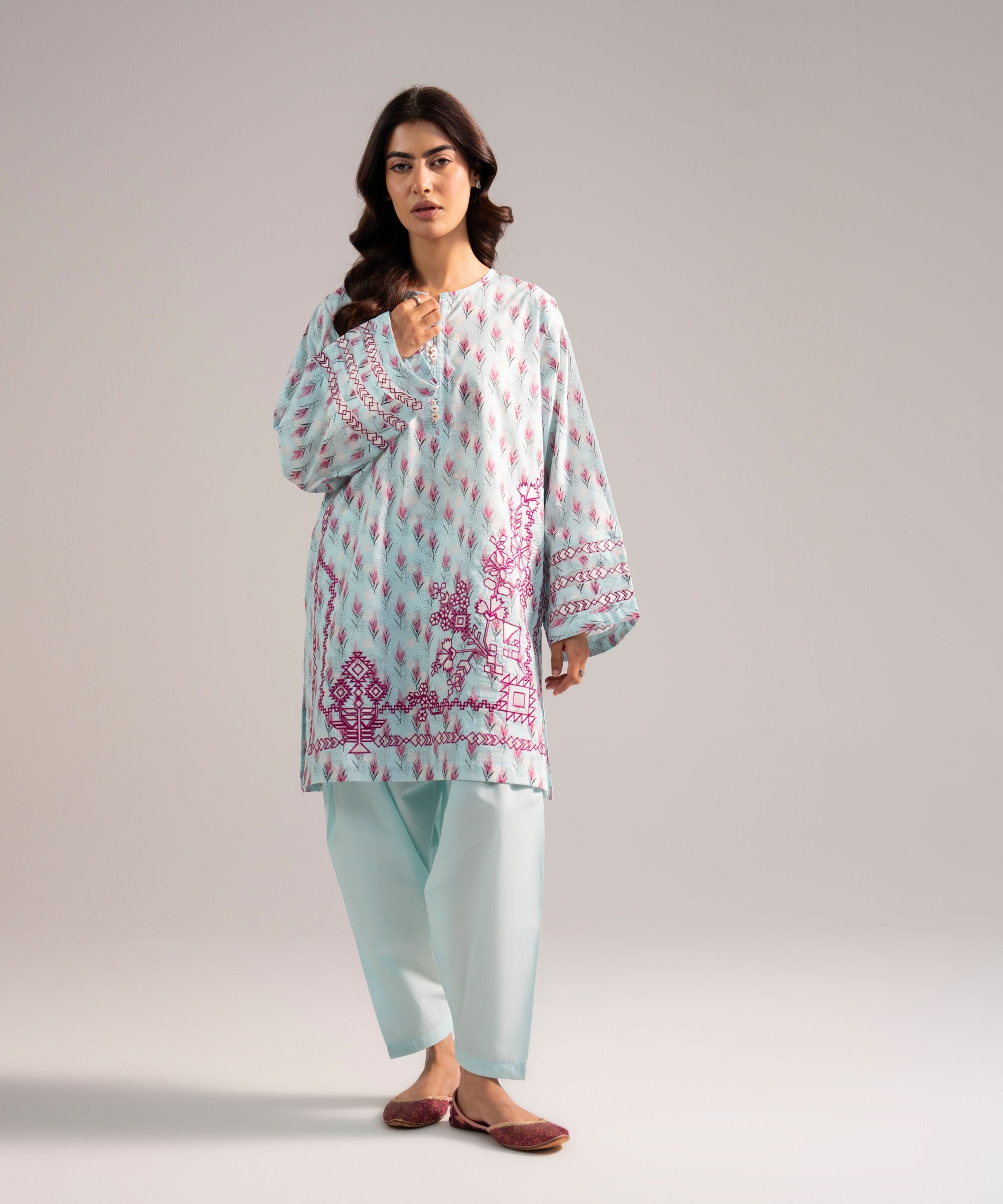 Sapphire - Embroidered Lawn Shirt