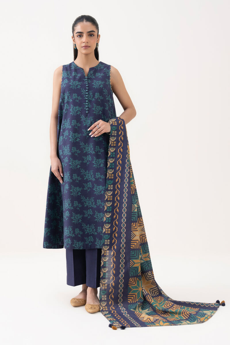 3 Piece - Printed Khaddar Suit