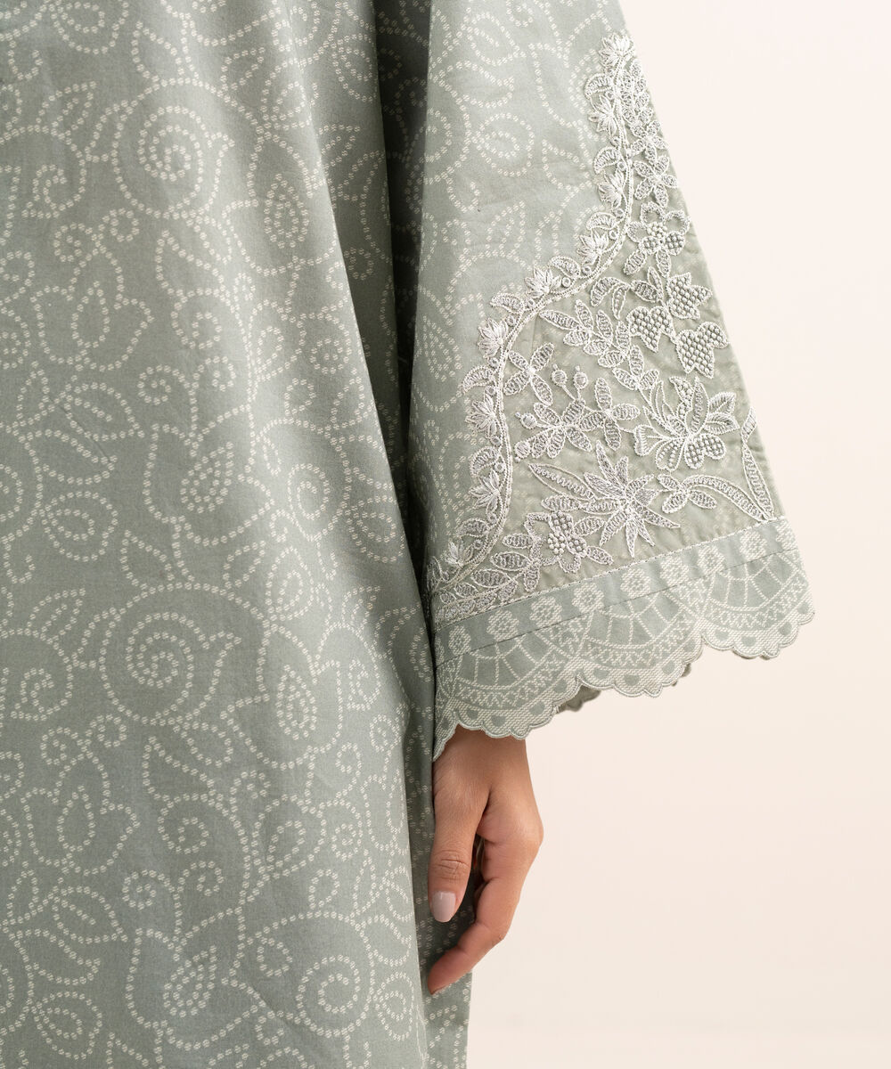 Women's Unstitched Lawn Embroidered Grey 3 Piece Suit