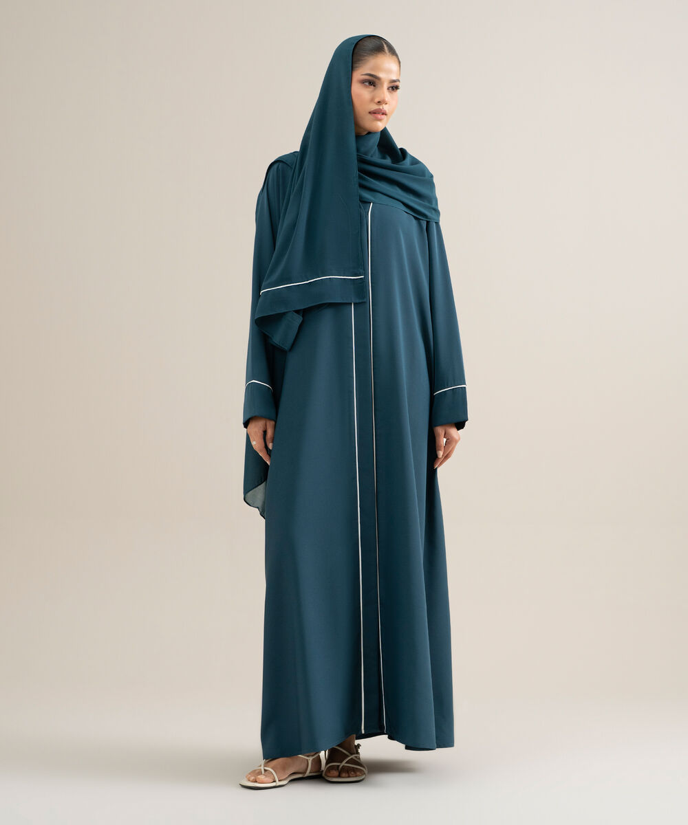 Women's Polyster Teal Raglan Abbaya Set