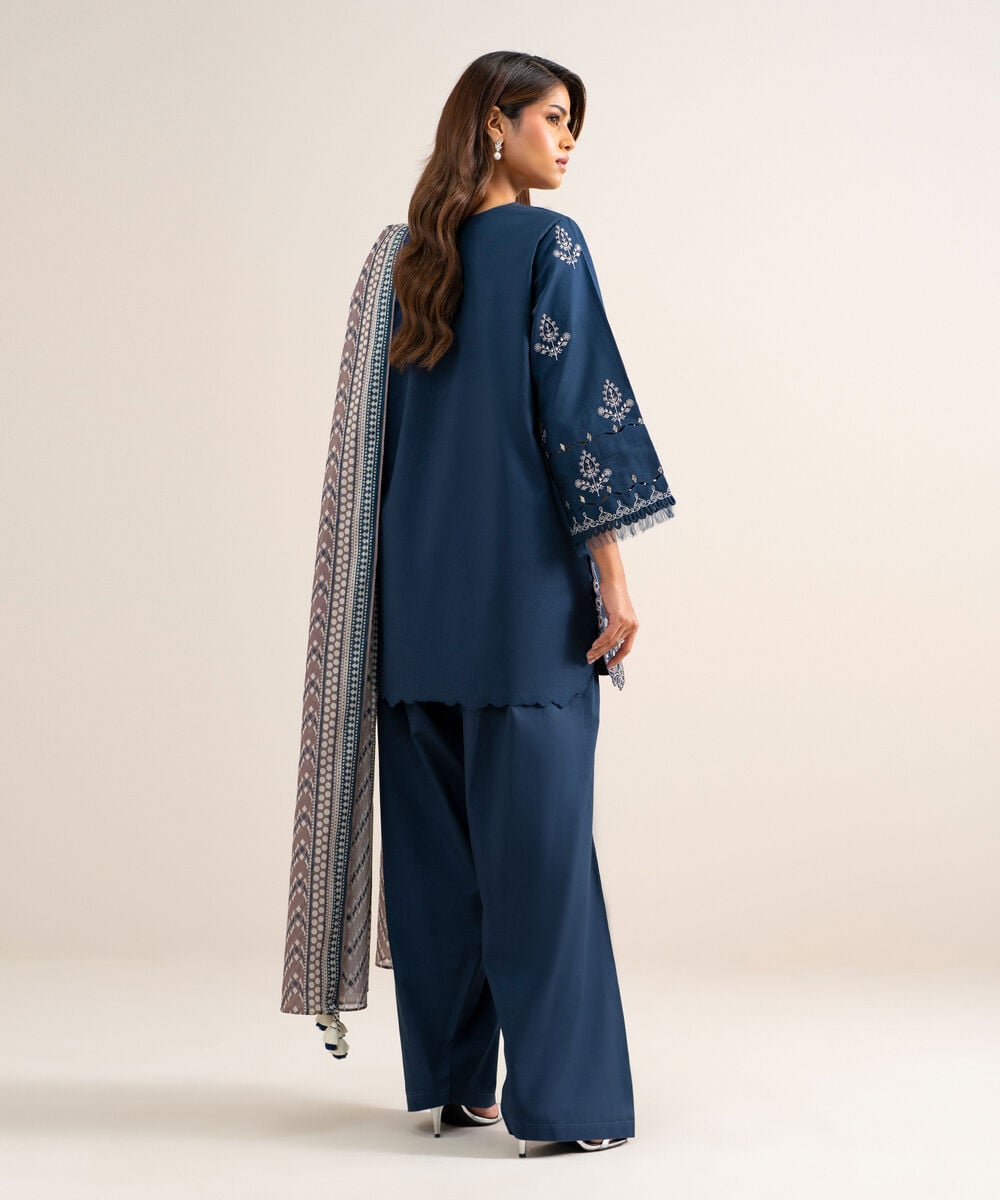 3 Piece - Embroidered Lawn Suit — Sapphire view 3