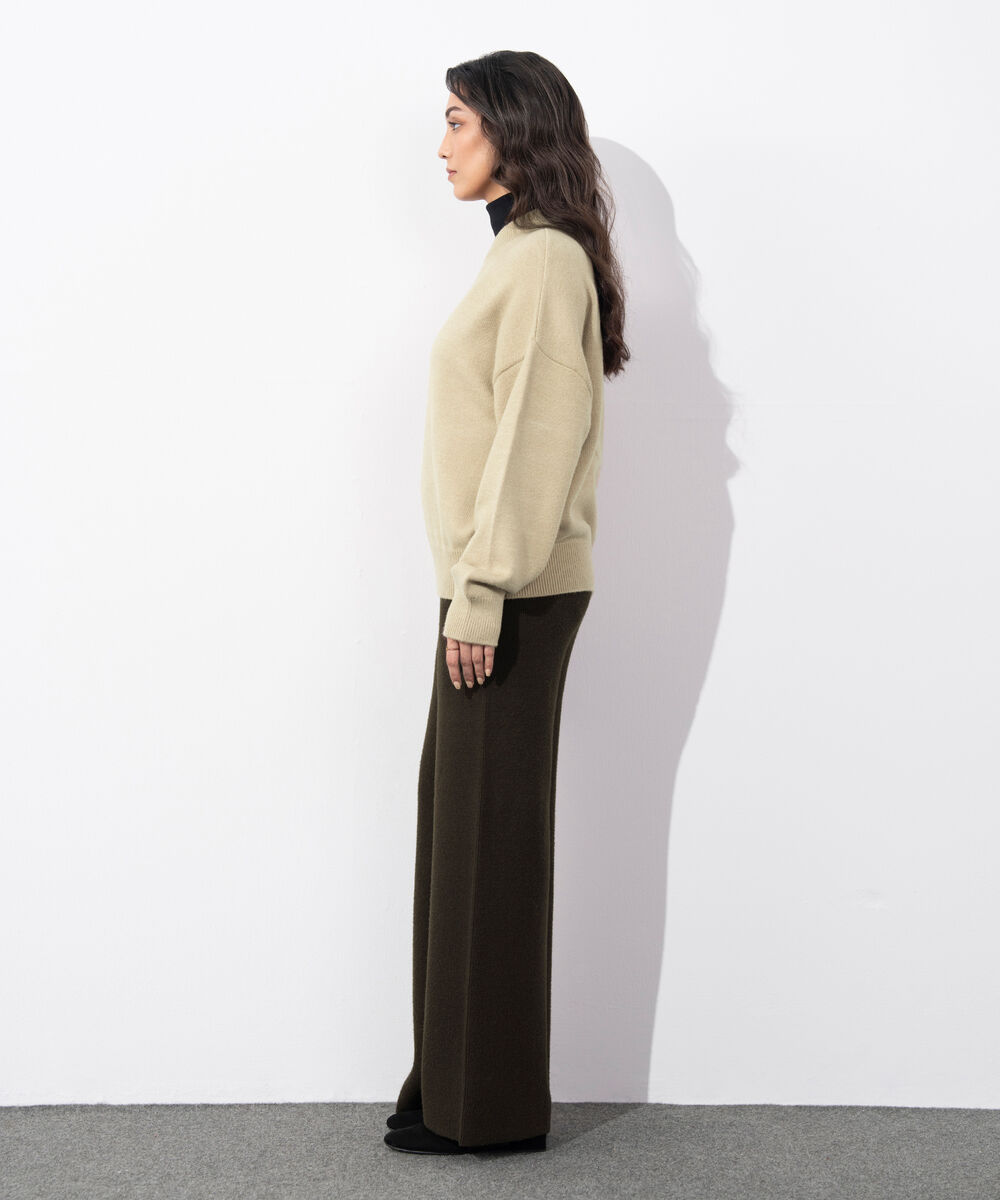 Women's Western Wear Beige Soft Touch Knit Sweater