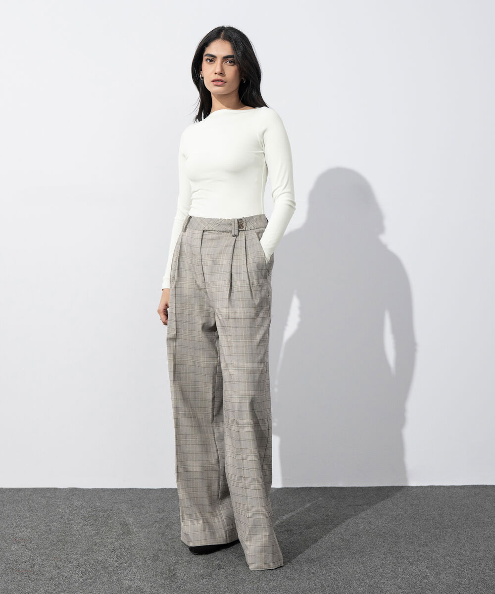 Women's Western Wear White Slash Neck Rib Top