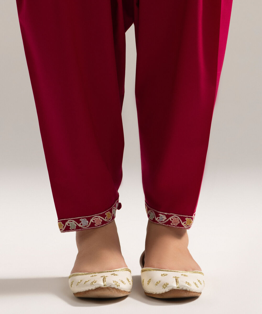 Women's RTW Cambric Embroidered Pink Shalwar