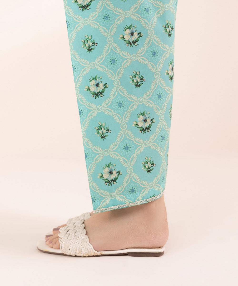 Woman - Blue Printed Cambric Shalwar