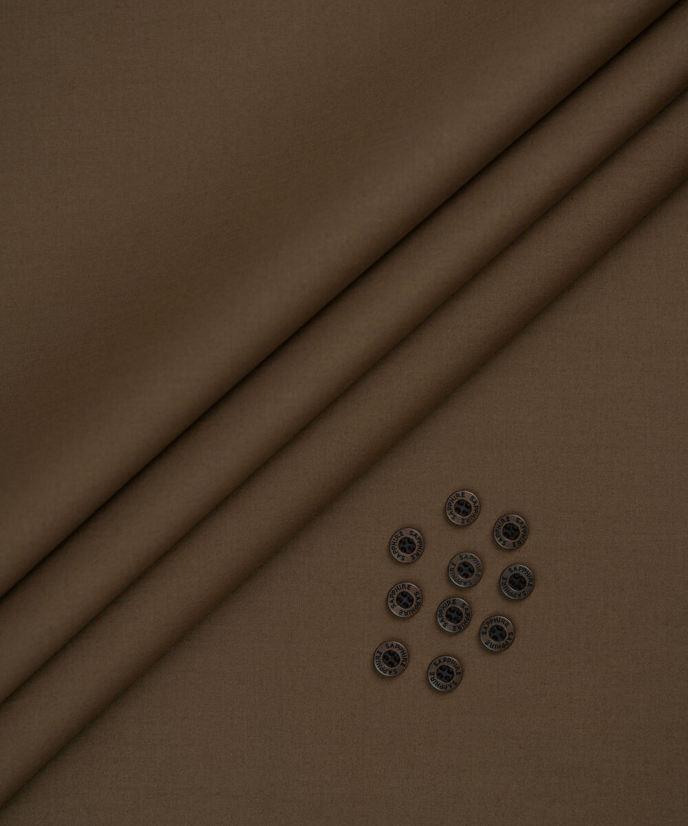 Men's Unstitched Light Brown Two Piece Premium Cotton Suit