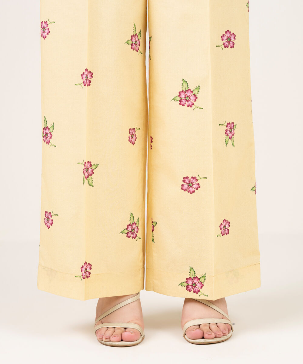 Women's RTW Cambric Printed Yellow Culottes