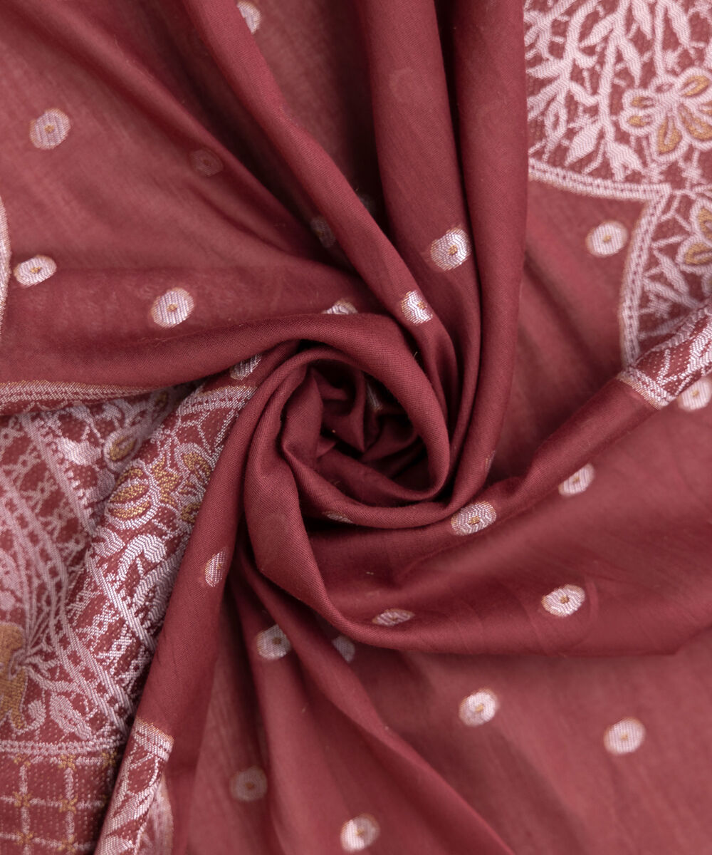 Extra Weft Jacquard Red Solid Dupatta