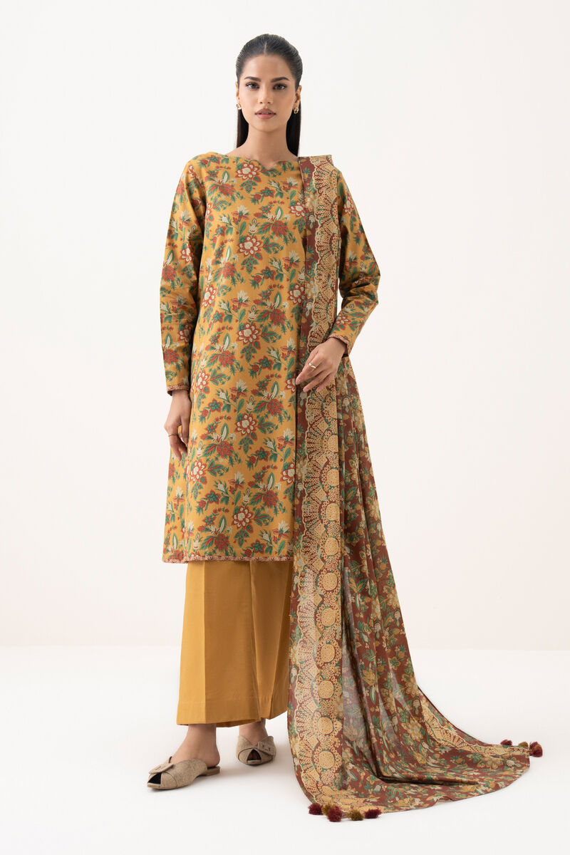 3 Piece - Printed Cotton  Suit