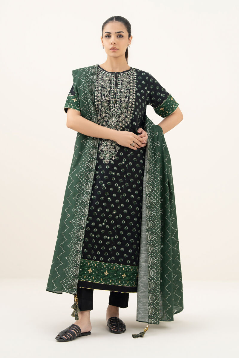 3 Piece - Embroidered Khaddar Suit