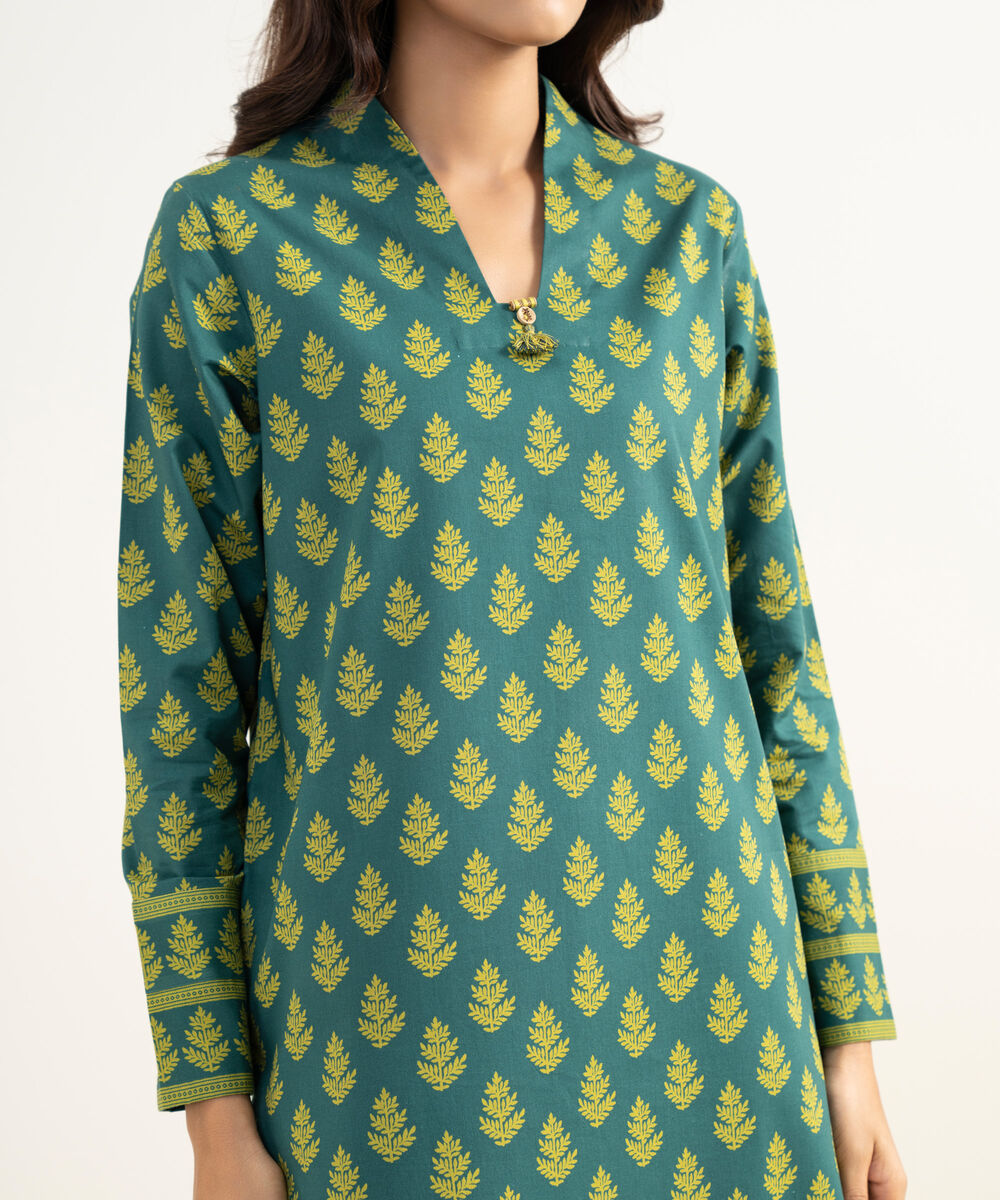 Women's Unstitched Lawn Printed Green 3 Piece Suit