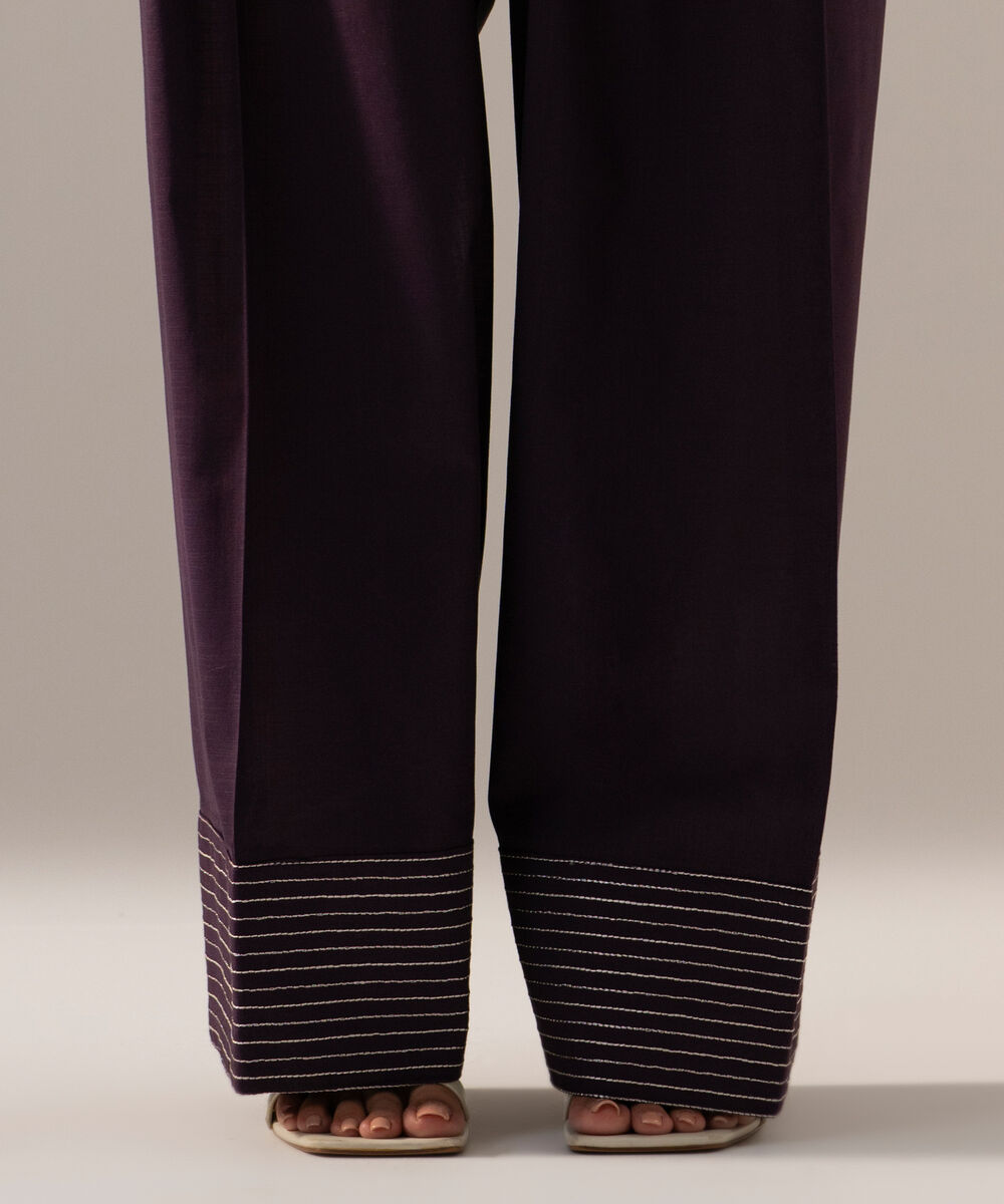 Women's RTW Cross Hatch Solid Purple Farshi Shalwar