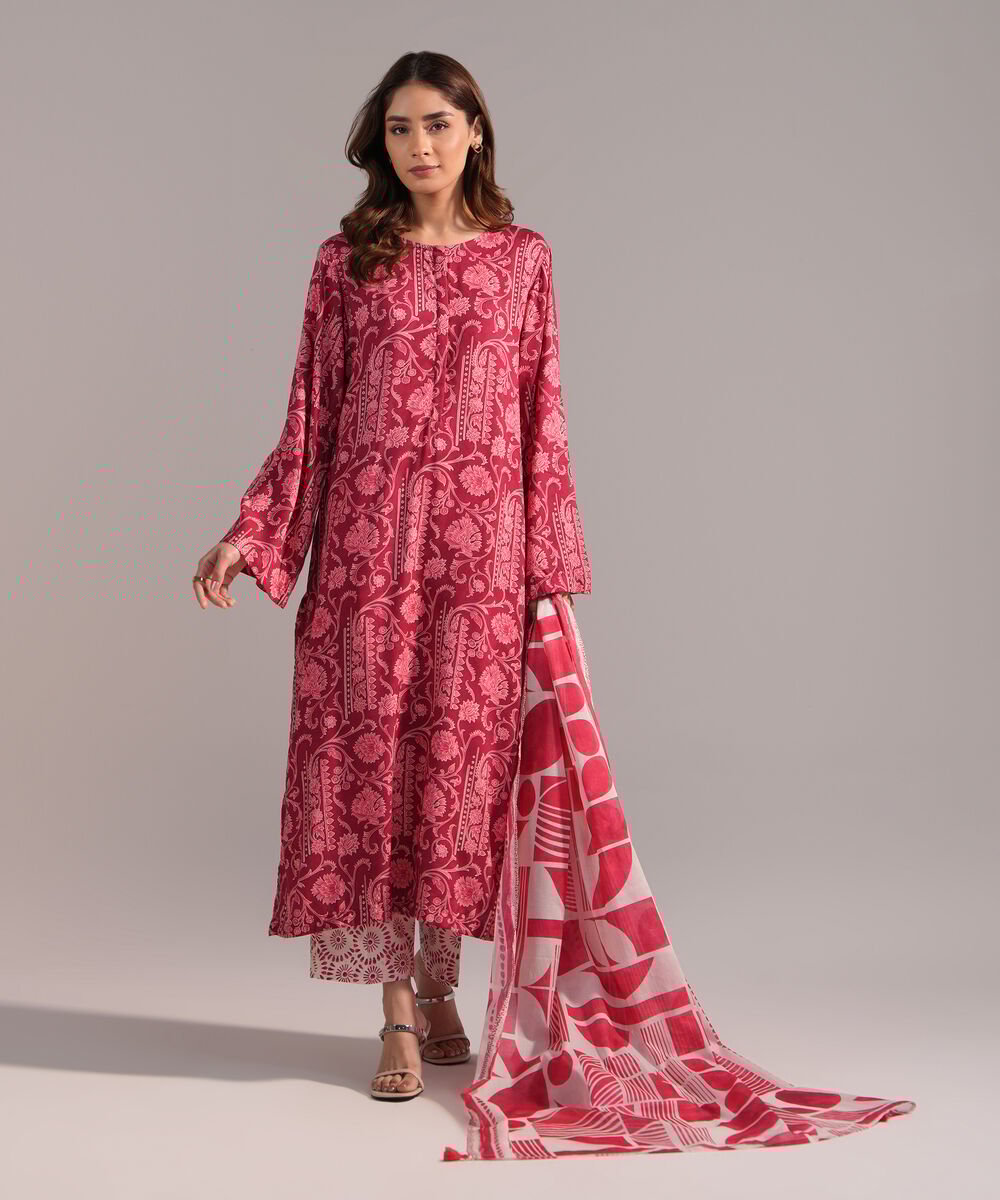 Lawn Printed White Dupatta