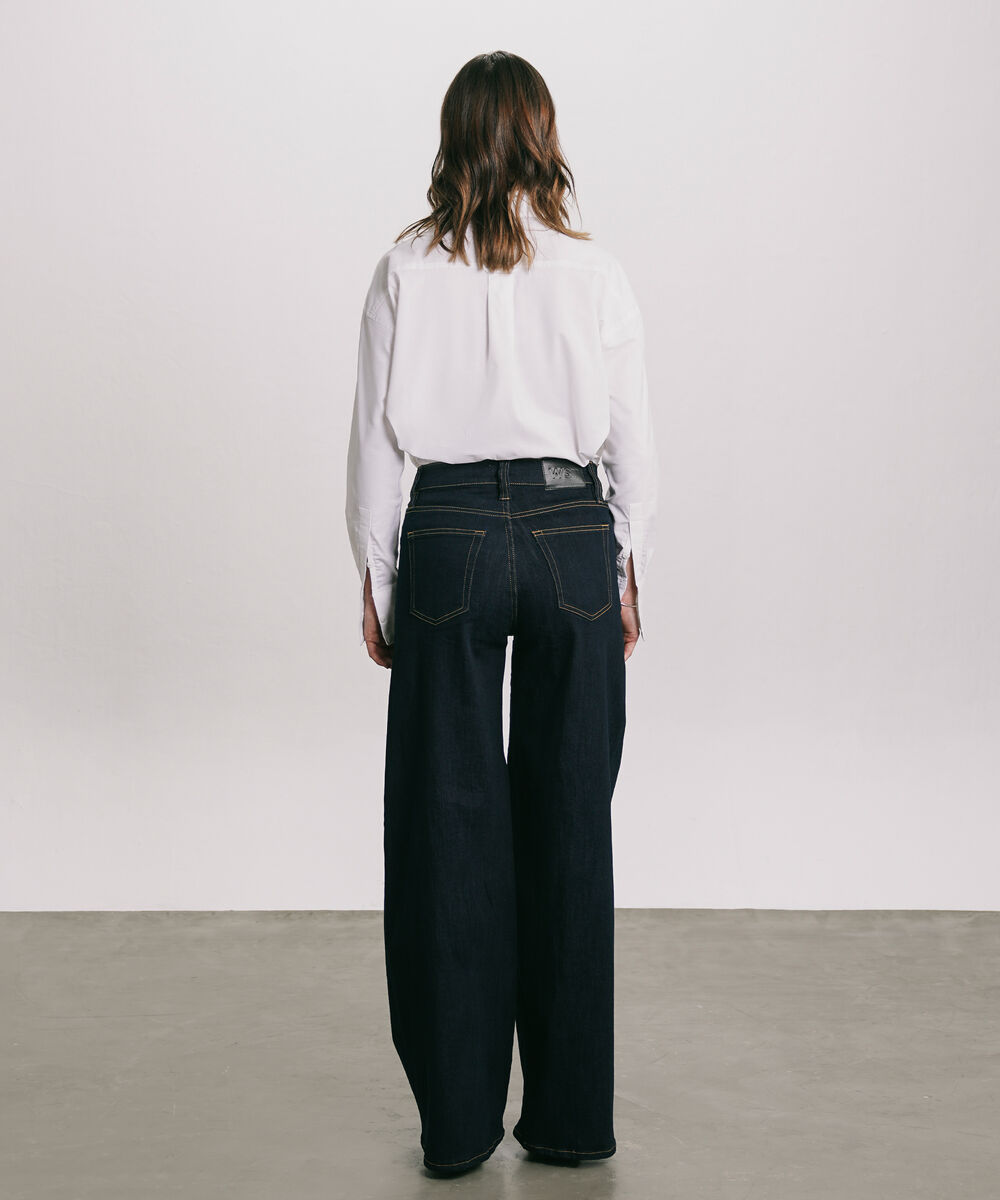 Women's Western Wear Blue High Rise Wide Leg Jeans