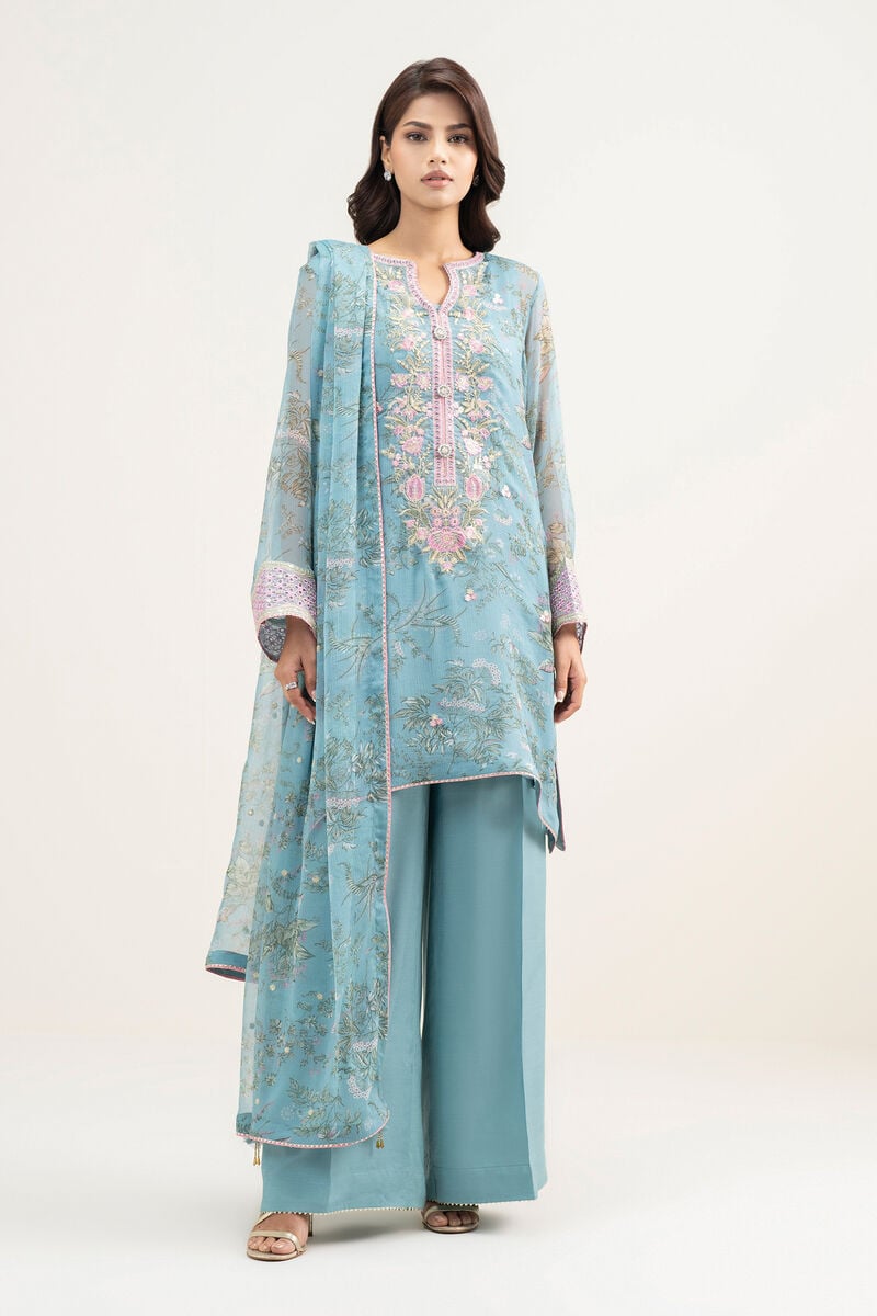 3 Piece - Embroidered Chiffon Suit