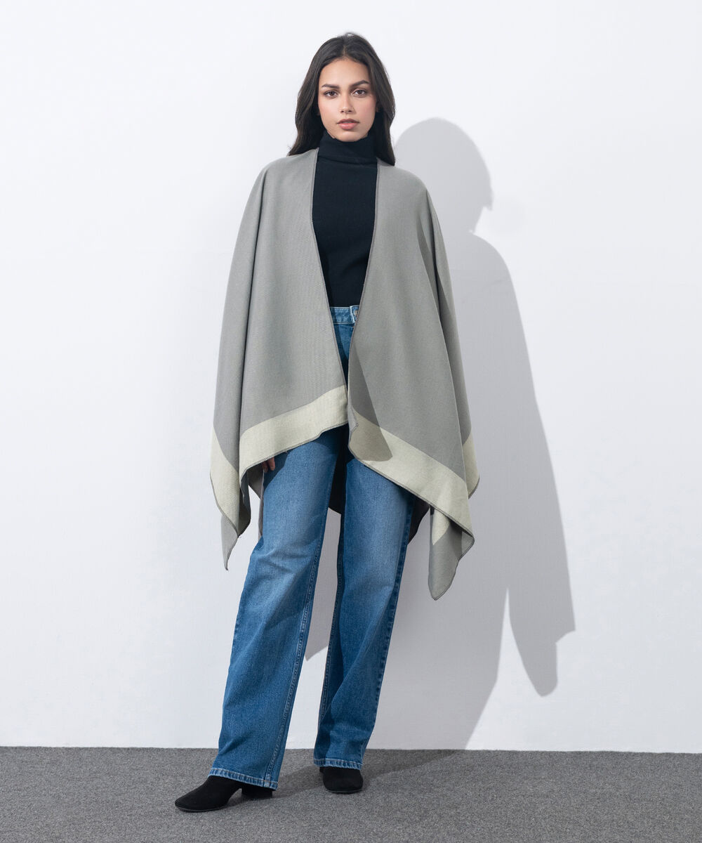 Women's Western Wear Light Grey Cape Shawl