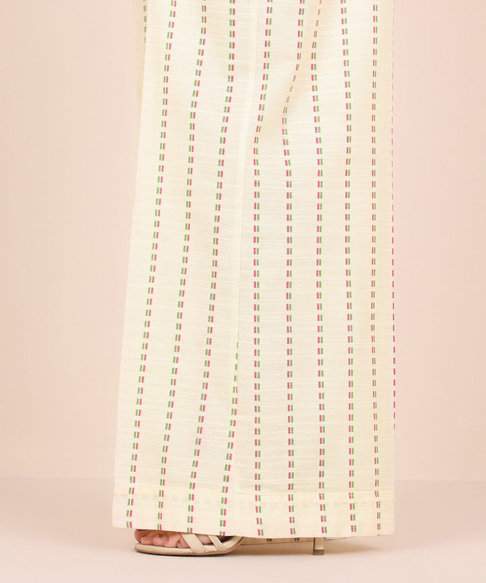 Women's Pret Printed Cream Khaddar Flared Trousers