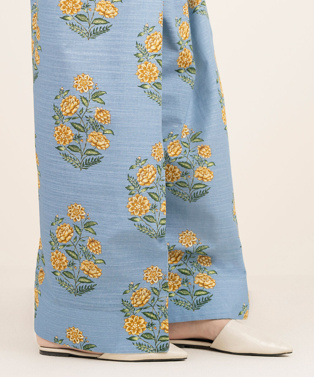 Women's RTW Light Khaddar Blue Printed Farshi Shalwar